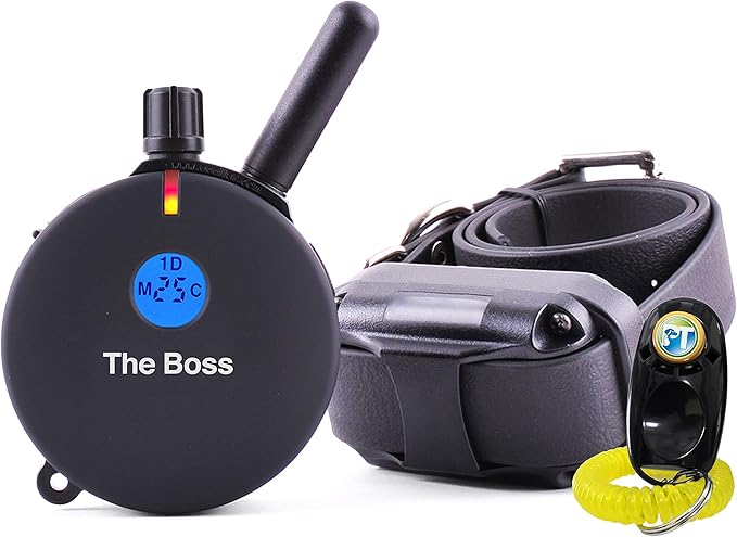 E-Collar ET-800-1 Mile Rechargeable Remote Waterproof Trainer - Static, Vibration and Sound Stimulation Collar with PetsTEK Dog Training Clicker