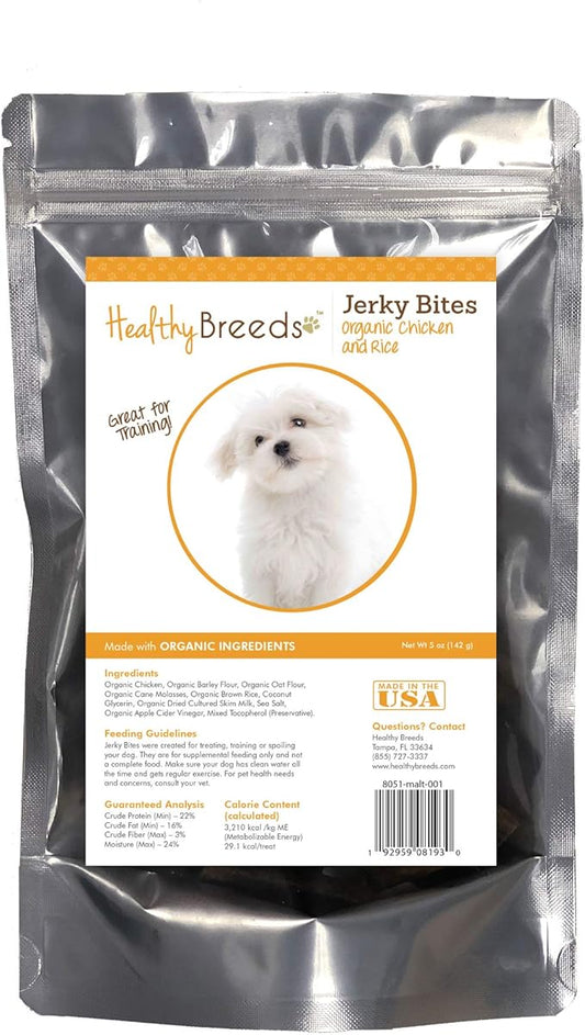 Healthy Breeds Maltese Jerky Bites Chicken & Rice Recipe Dog Treats 5 oz