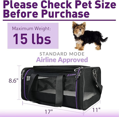 Pet Carrier - Airline Approved Cat and Dog Carrier for Small Dogs, Medium Dogs - Durable Dog Travel Bag, Expandable, Comfortable, Fits Major Airlines