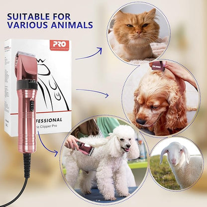 Professional Dog Grooming Clippers for Thick Coat - Sheep Shears for Dogs with Thick Hair – Pet Grooming Clippers for Cats, Sheeps, Horse (Rose Gold)