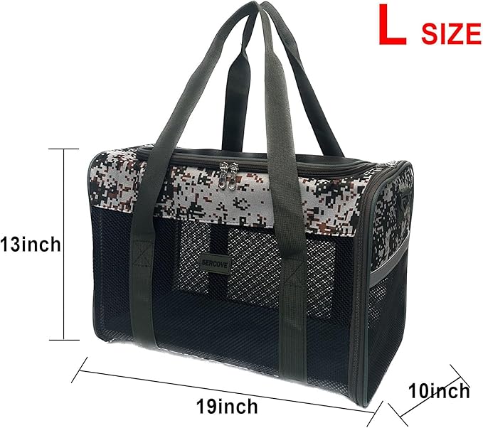 Frame Type Soft Surface Special pet Carrier, Soft Bread, cat, Dog and Rabbit Transport Carrier, and Carrier Approved by Airlines for pet Transport. (Large, Army Gray)
