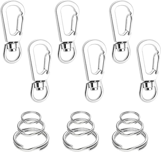 6 Pcs 1.6 inch Dog Tag Clips for Collar, Replaceable Dog ID Name Tag Ring Clip Dog Tag Attachment Clip Pet tag Quick Clip Clips Rings for Pet Collar and 9 Pcs Key Ring Clips Accessories