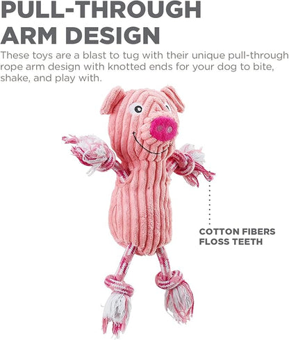 Charming Pet Ranch Roperz Pig Plush Squeaky Dog Toy