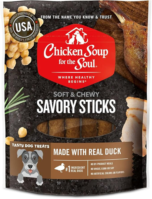 Chicken Soup for the Soul Pet Food - Savory Sticks Dog Treats - Duck, 5ozSoy Free, Corn Free, Wheat Free | Dry Dog Food Made with Real Ingredients No Artificial Flavors or Preservatives