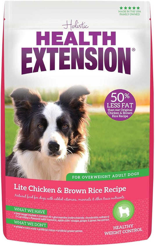 Health Extension Weight Control Dry Dog Food, Natural Food for Overweight Adult Dogs with added Vitamins & Mineral, Lite Chicken & Brown Rice Recipe (1 lbs / 0.4 kg)