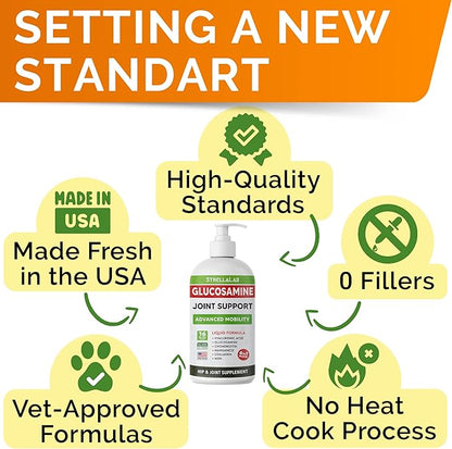 StrellaLab Liquid Glucosamine for Dogs (16 OZ) - All-Natural Hip & Joint Supplement for Dogs, Glucosamine Chondroitin Liquid, MSM & Collagen for Dogs Mobility, Joint Pain Relief for Small & Large Dogs