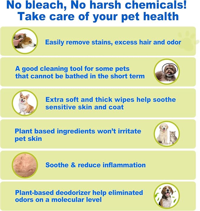 DR.EASY All Purpose 200ct Pet Wipes for Dogs and Cats,Unscented，Ears, Face, Butt, Body and Eye –Convenient, Nature，Home or Travel，Best Pet Supplies