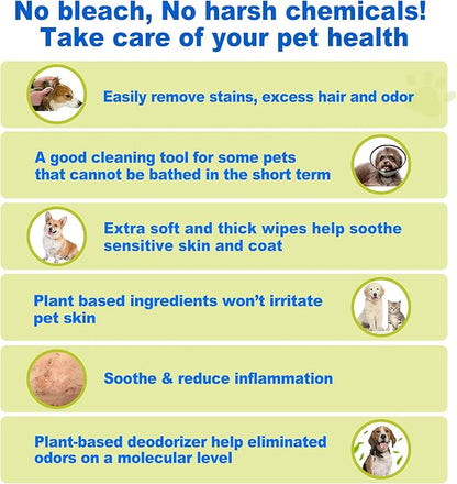 DR.EASY All Purpose 200ct Pet Wipes for Dogs and Cats,Unscented，Ears, Face, Butt, Body and Eye –Convenient, Nature，Home or Travel，Best Pet Supplies