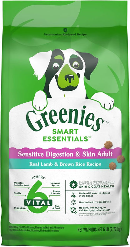 Greenies Smart Essentials Sensitive Digestion & Skin Adult Dry Dog Food Real Lamb & Brown Rice Recipe, 6 lb. Bag