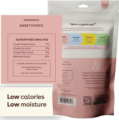 Pupford Freeze Dried Training Treats for Dogs & Puppies, 450+ One Ingredient Bites (Sweet Potato, 4 oz)