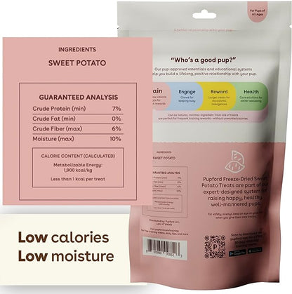 Pupford Freeze Dried Training Treats for Dogs & Puppies, 1400+ One Ingredient Bites (Sweet Potato, 4 oz, 3 Pack)