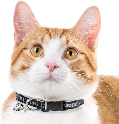 NFL CAT COLLAR Las Vegas Raiders Satin Cat Collar Football Team Collar for Dogs & Cats. A Shiny & Colorful Cat Collar with Ringing Bell Pendant