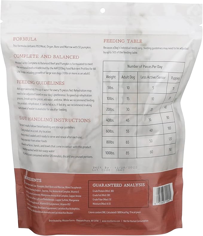 Mission Farms Freeze-Dried Raw Beef & Pumpkin Formula Dog Food, 16oz Bag