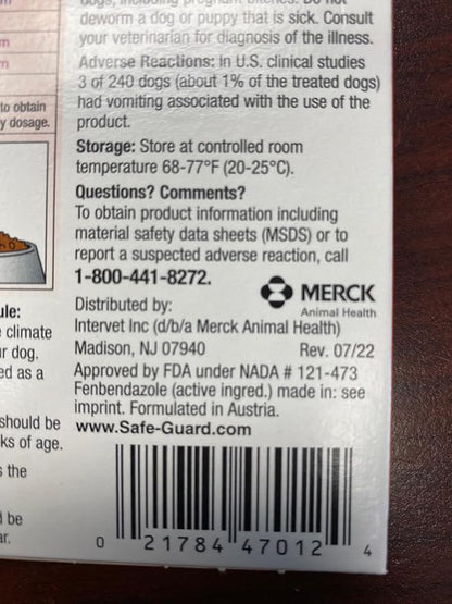 ThePetStop Safe-Guard Canine Dewormer 3 Dose x 1 Gram