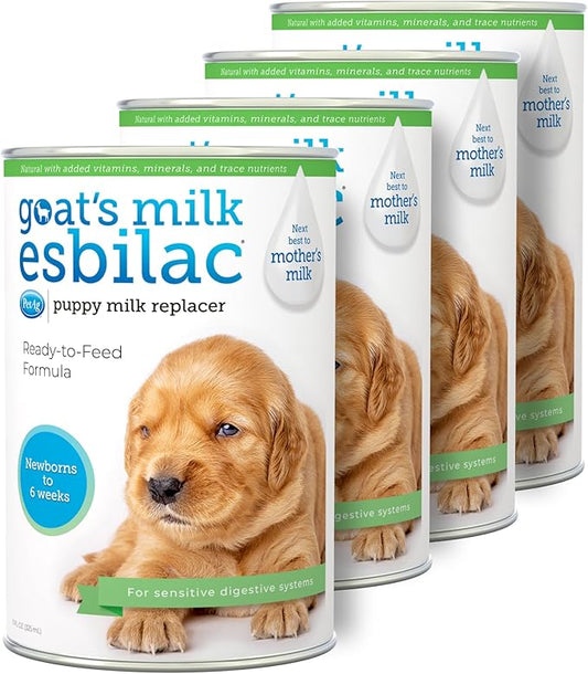Pet-Ag Goat’s Milk Esbilac Liquid - 11 oz, Pack of 4 - Ready-to-Feed Puppy Formula with Vitamins, Minerals, and Trace Nutrients for Puppies Newborn to Six Weeks Old - for Sensitive Digestive Systems