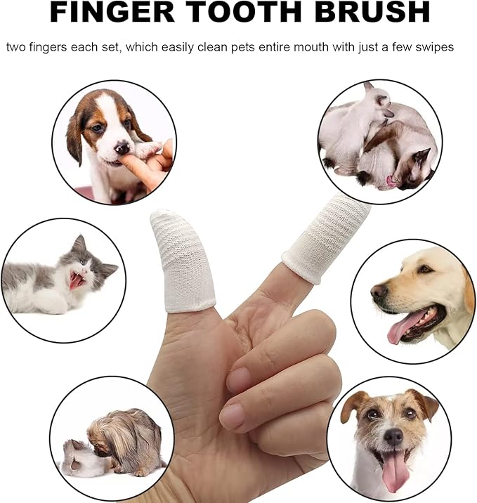 6 Pairs Pet Toothbrushes Finger Toothbrush Teeth Oral Cleaning Dental Care for Dog Cats Teeth Cleaning Washable Comfortable Durable Cotton and Nylon Toothbrush(12Pcs, White)