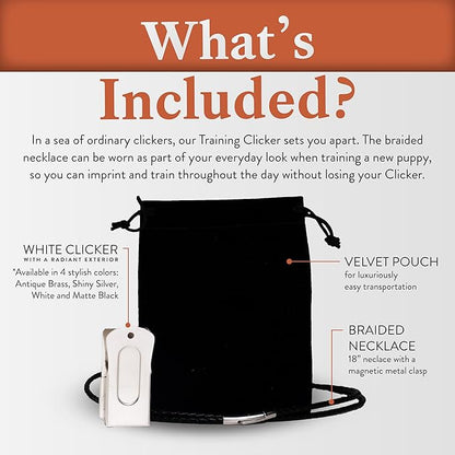 White Dog Clicker with Necklace - Clickers for Pet Training - Dog Training & Behavior Aids Easy to Carry with You Anywhere - Teach Your Dog Tricks or Reward His Behavior