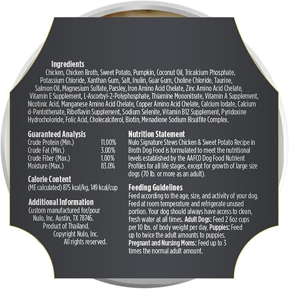 Nulo Signature Stew Chicken & Sweet Potato in Broth Wet Dog Food, 6 Ounce, Pack of 16