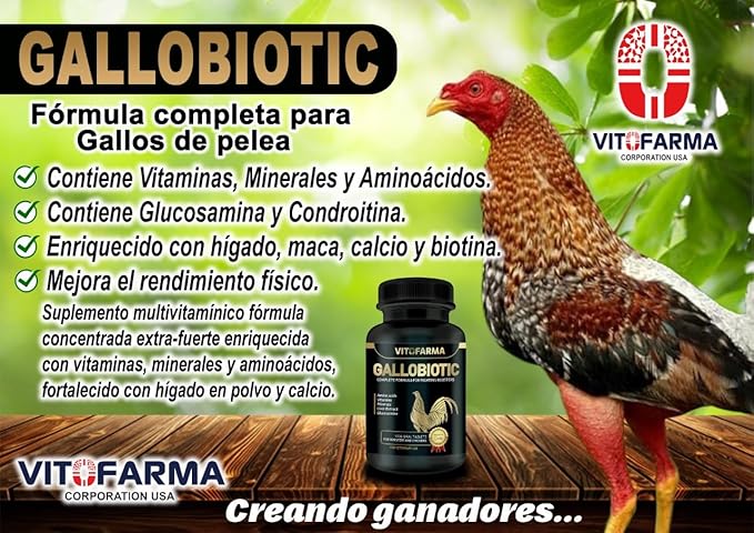 Gallobiotic Natural Multivitamin for Rooster, Hens - 100 Tablets | Vitamina Completas para Gallos