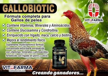 Gallobiotic Natural Multivitamin for Rooster, Hens - 100 Tablets | Vitamina Completas para Gallos