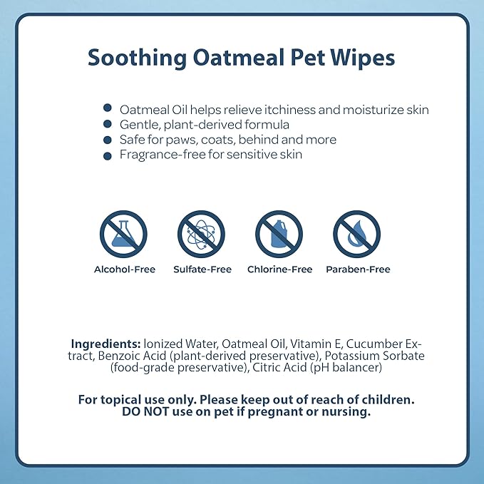 Best Pet Supplies Dog Wipes, Hypoallergenic, Deodorizing, Cleaning for Dogs' Paws, Butt, Face, Grooming, Non-Sticky Formula for Puppy, Cats and Sensitive Skin - 400 Pack, Soothing Oatmeal (Unscented)