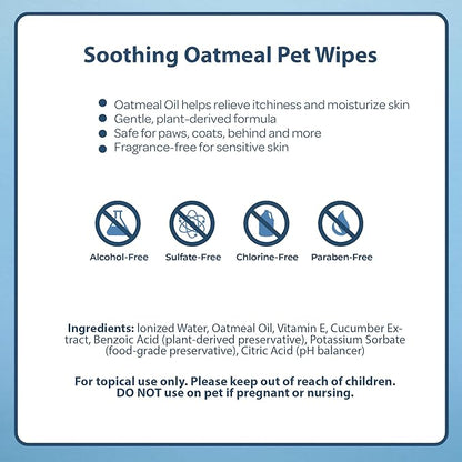 Best Pet Supplies Dog Wipes, Hypoallergenic, Deodorizing, Cleaning for Dogs' Paws, Butt, Face, Grooming, Non-Sticky Formula for Puppy, Cats and Sensitive Skin - 400 Pack, Soothing Oatmeal (Unscented)