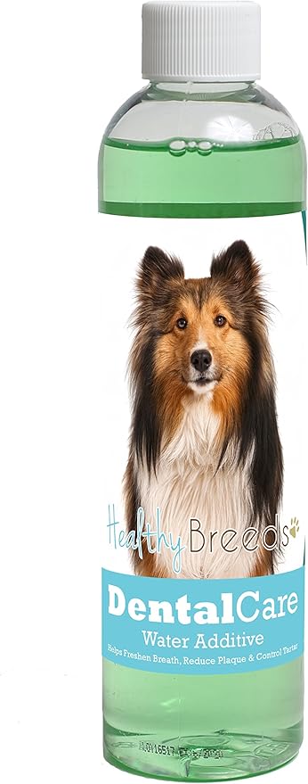 Healthy Breeds Dog Dental Care Water Additive for Shetland Sheepdog - Helps Freshen Breath, Reduce Plaque & Control Tartar - Mint Flavor - 8 oz