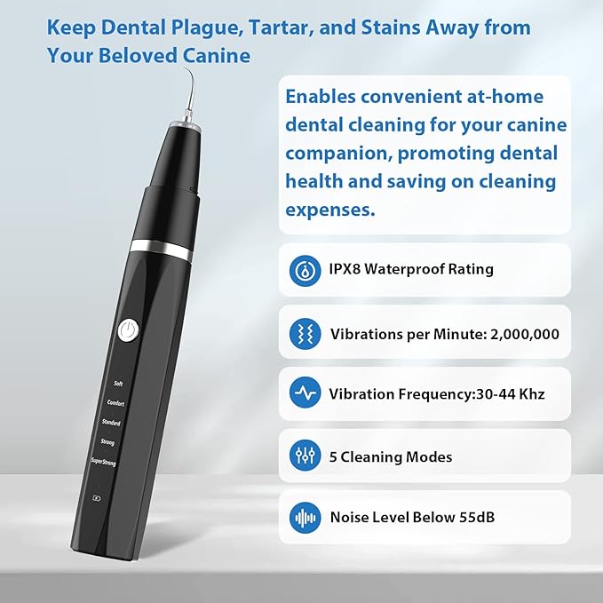 Dog Teeth Cleaning Kit Plaque Remover for Teeth - Pet Puppy Dental Toothbrush Tool-Ultrasonic Cleaner Brushing Care-Teeth Cleaning for Dogs, Dental Tools for Small Large Dogs,Black