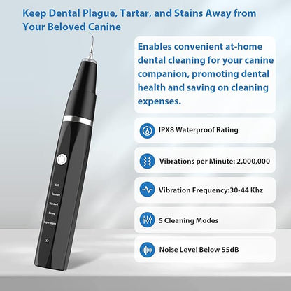 Dog Teeth Cleaning Kit Plaque Remover for Teeth - Pet Puppy Dental Toothbrush Tool-Ultrasonic Cleaner Brushing Care-Teeth Cleaning for Dogs, Dental Tools for Small Large Dogs,Black
