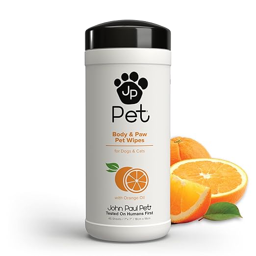 Body and Paw Pet Wipes for Dogs and Cats, 2 in 1, Infused with Aloe and Orange Oil, Soothe and Clean, Cruelty Free, Paraben Free, Made in USA