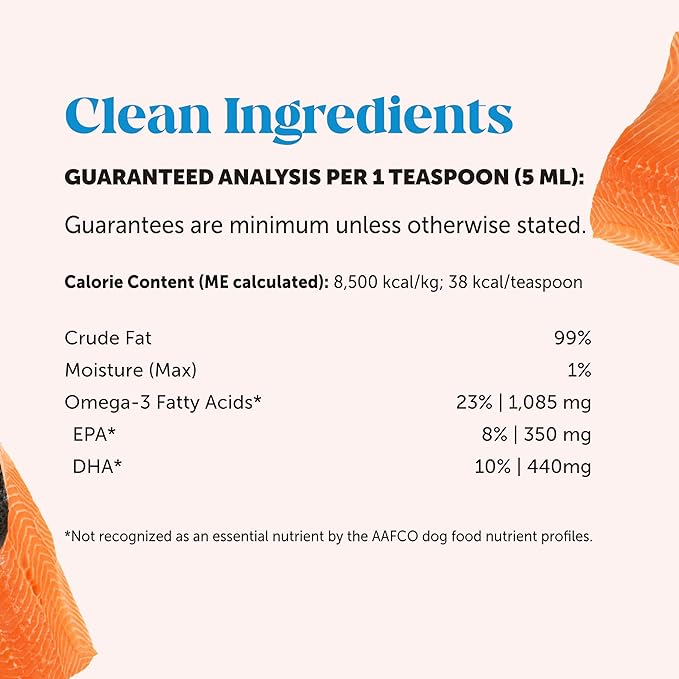 Pet Honesty Wild Alaskan Salmon Oil, Omega-3 Fish Oil for Dogs and cats, Fatty Acids, Salmon Oil for Dogs, Skin and Coat health, Pure Dog Food Topper, Supports Joints, Brain & Heart Health - 32oz