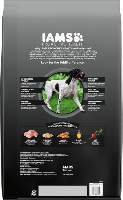 Iams Proactive Health Adult Active Dry Dog Food with Chicken and Turkey, 27 lb. Bag