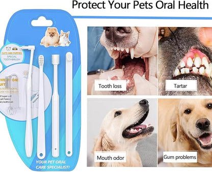 5Pcs Cat Dog Toothbrush Kit 360 Degree Dog Tooth Brush Suitable for All Cats and Dogs Dental Care Meet All Cleaning Needs, Multi-Functional Dental Cleaning