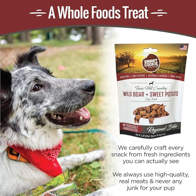 All Natural Dog Treats - Wild Boar & Sweet Potato - Training Treats for Dogs with Allergies, Sensitive Stomachs - Soft Dog Treats, Chewy, Grain Free, Human-Grade, Made in USA - 5oz Bag