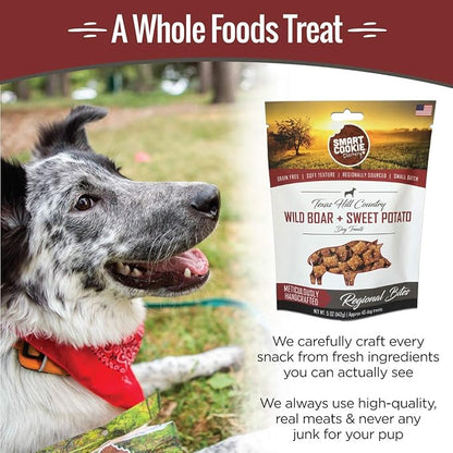 All Natural Dog Treats - Wild Boar & Sweet Potato - Training Treats for Dogs with Allergies, Sensitive Stomachs - Soft Dog Treats, Chewy, Grain Free, Human-Grade, Made in USA - 5oz Bag