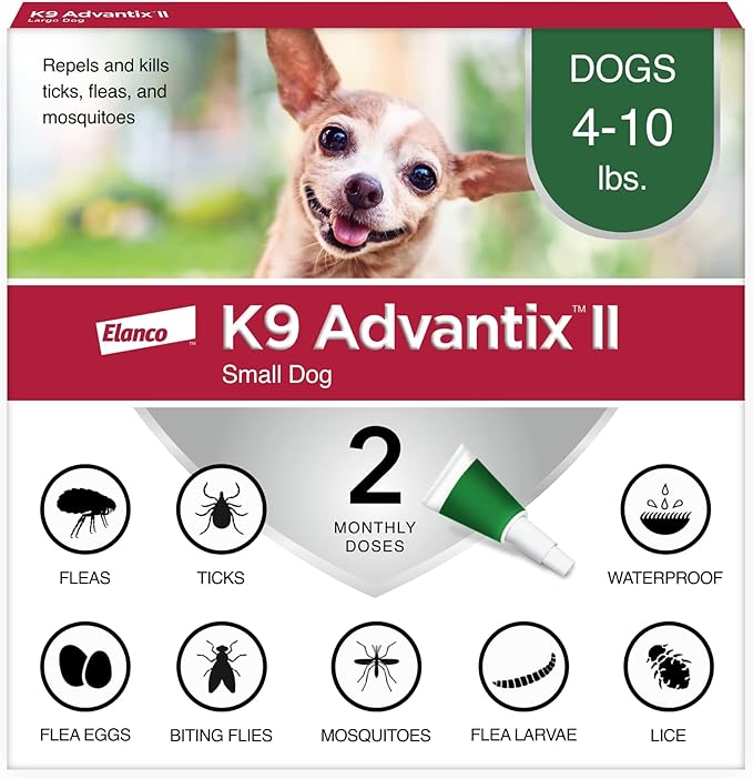 K9 Advantix II Small Dog Vet-Recommended Flea, Tick & Mosquito Treatment & Prevention | Dogs 4-10 lbs. | 2-Mo Supply