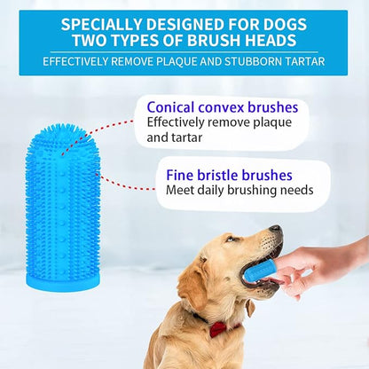 Dog Toothbrush for Dog Teeth Cleaning,4 Pack Dog Tooth Brushing Kit Cat Toothbrush with Full Surround Bristles, Dental Care for Puppies/Cats,Finger Tooth Brush for Medium/Large Dog (Gray)