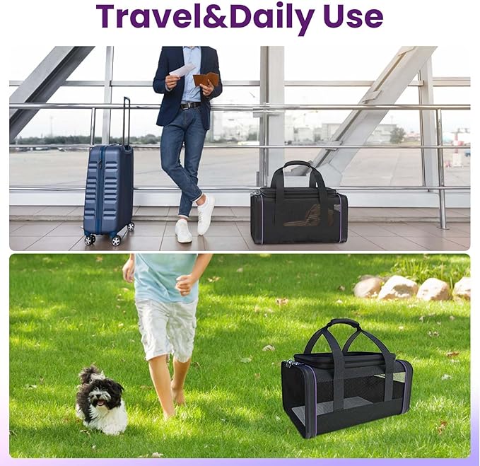 Pet Carrier - Airline Approved Cat and Dog Carrier for Small Dogs, Medium Dogs - Durable Dog Travel Bag, Expandable, Comfortable, Fits Major Airlines