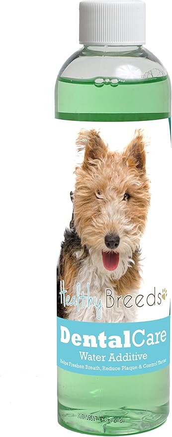 Healthy Breeds Dog Dental Care Water Additive for Wire Fox Terrier - Helps Freshen Breath, Reduce Plaque & Control Tartar - Mint Flavor - 8 oz