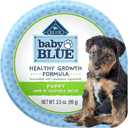 Blue Buffalo Baby BLUE Natural Puppy Wet Dog Food, Healthy Growth Formula with DHA, Lamb and Vegetable Recipe, 3.5-oz. Cups (12 Count)