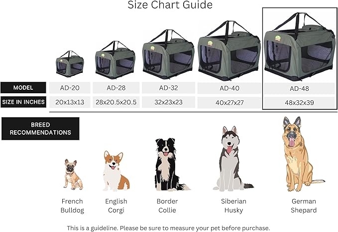 Go Pet Club 48" Soft Collapsible Dog Crate for Dogs, Portable Pet Carrier, Thick Padded Pet Travel Crate for Indoor & Outdoor, Soft Sided Pet Foldable Kennel Cage with Durable Mesh Windows, Sage Green