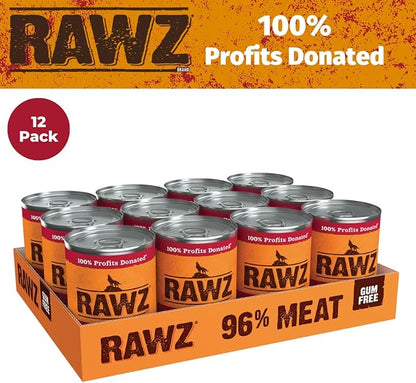 Rawz 96% Meat Canned Wet Food for Dogs 12 Pack/ 12.5 oz. Cans (Beef/Beef Liver)