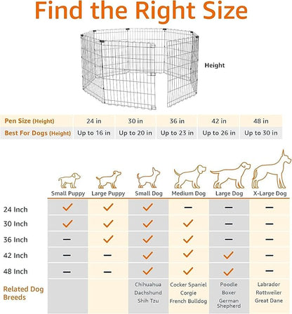 Amazon Basics Foldable Octagonal Metal Exercise Pet Play Pen for Dogs, Fence Pen, No Door, Small, 60 x 60 x 30 Inches, black