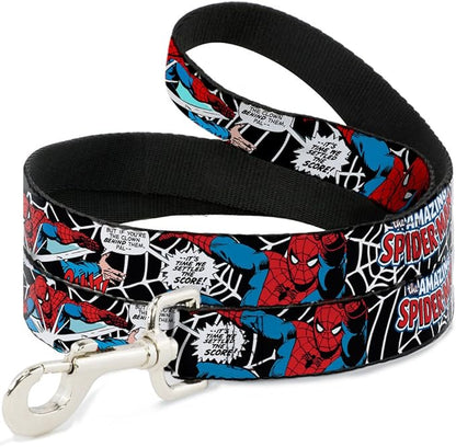 Buckle-Down Dog Leash Spider Man in Action2 Amazing Spider Man Available in Different Lengths and Widths for Small Medium Large Dogs and Cats, Multicolor, 6 Feet Long - 1.5" Wide (DL-6FT-WSPD031-W)