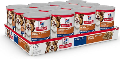 Hill's Science Diet Adult 7+, Senior Adult 7+ Premium Nutrition, Wet Dog Food, Turkey & Barley Loaf, 13 oz Can, Case of 12