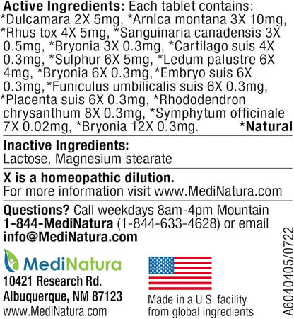 MediNatura T-Relief Pet Arthritis Relief Arnica +12 Powerful Natural Homeopathic Medicines Help Ease Hip & Joint Pain Soreness & Stiffness for Dog & Cat - 90 Tablets