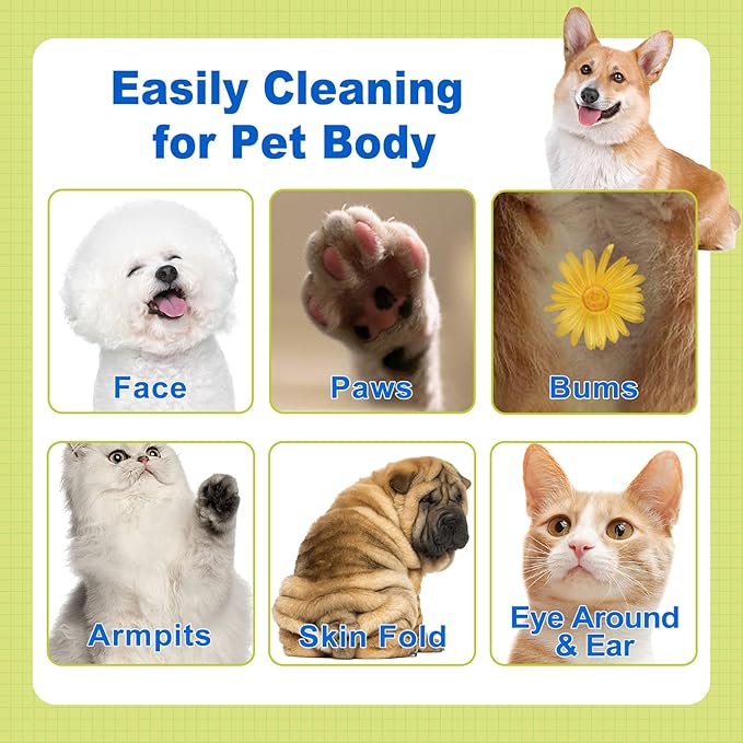 DR.EASY All Purpose 200ct Pet Wipes for Dogs and Cats,Unscented，Ears, Face, Butt, Body and Eye –Convenient, Nature，Home or Travel，Best Pet Supplies