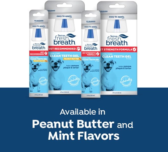 Fresh Breath Certified Wellness Collection Vet Recommended Peanut Butter Oral Care Clean Teeth Gel for Dogs, 2oz - Removes Plaque & Tartar - Cleans Teeth - Dog Dental Care - No Brushing Required