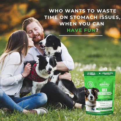 Mighty Petz MAX 5-in-1 Probiotics for Dogs - 4 Billion CFUs Probiotic Chews for Dogs and Digestive Enzymes + Prebiotic + Fiber. Gut Health, Anti Diarrhea, Allergy & Immunity Support