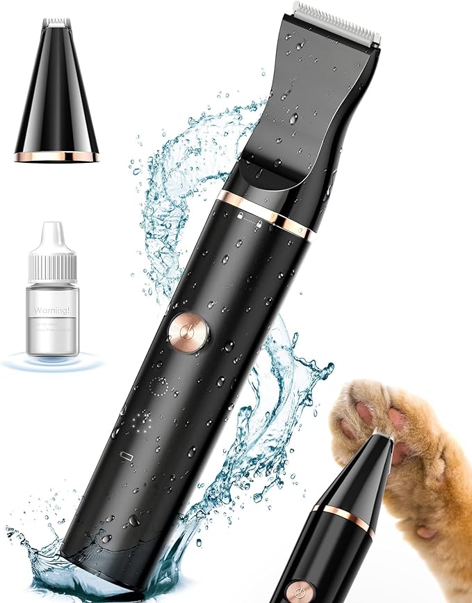oneisall 2 Speed Cat Clippers with Double Blades, Cordless Small Cat Paw Trimmer, Low Noise for Trimming Dog's Hair Around Paws, Eyes, Ears, Face, Rump-Black